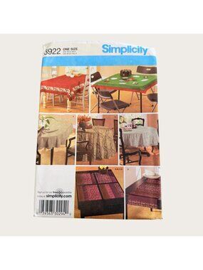 Simplicity 2000s Sewing Pattern 3922 Table Cloths and Covers Uncut